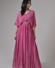 Onion Pink Chinnon Hand embroidered Gown